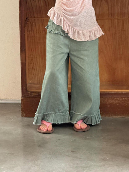 デニムパンツ Casual Denim Wide Leg Pants デニム ワイドパンツ【mh0012221】