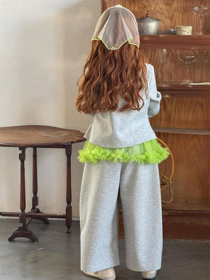長袖セットアップ Casual Jacket Wide Leg Pants Set カジュアル ジャケット ワイドパンツ セット【mh0012217】