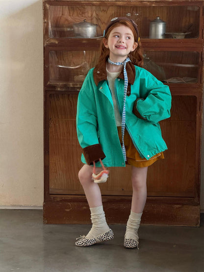 ショートコート・ジャケット・ジャンパー Contrast Color Lapel Casual Jacket バイカラー ラペル カジュアルジャケット【mh0012211】