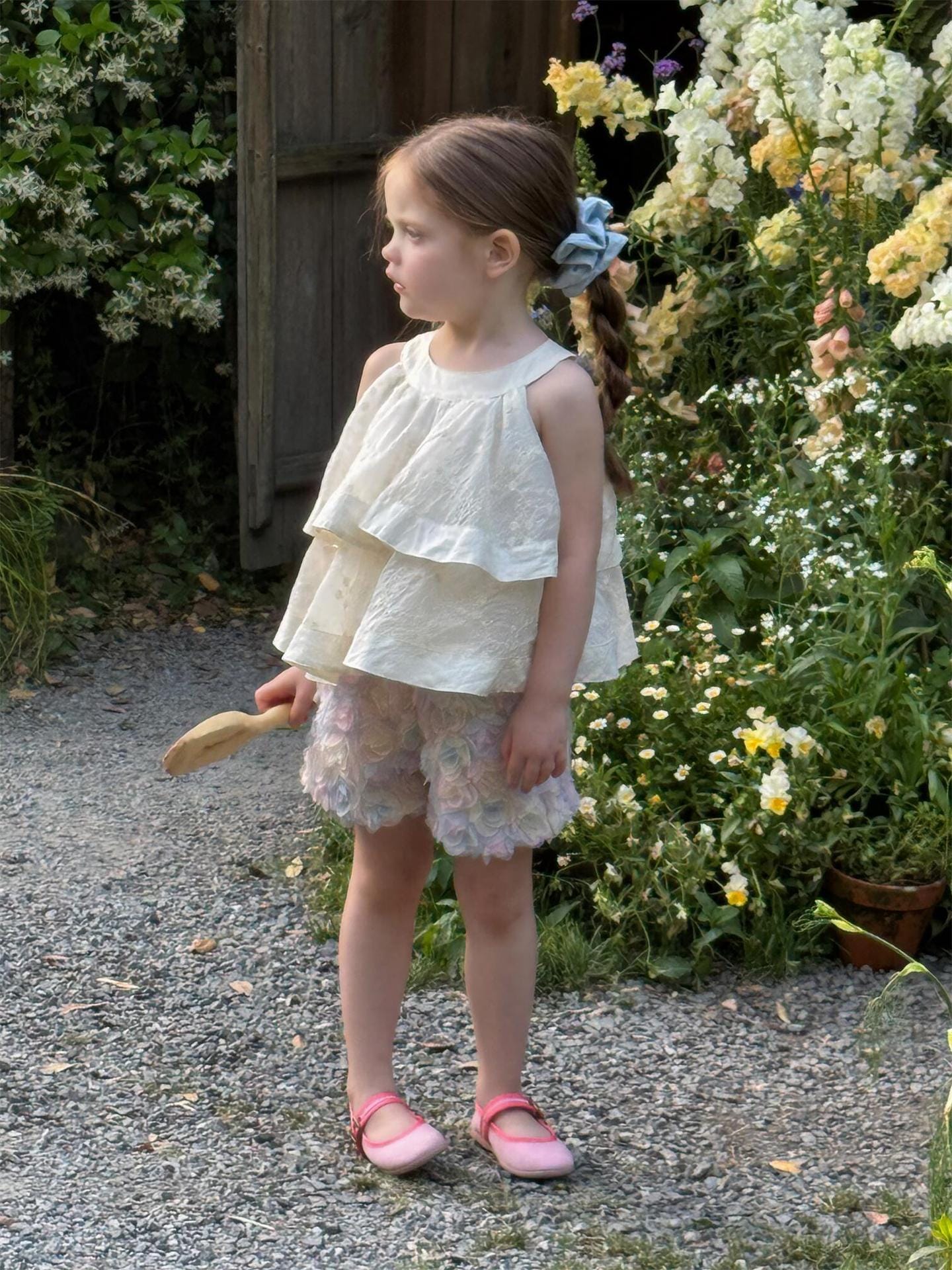 タンクトップ・キャミソール・ノースリーブトップス Creamy White / 90cm ノースリーブフリルレースホルターネックブラウス【mh0009892】