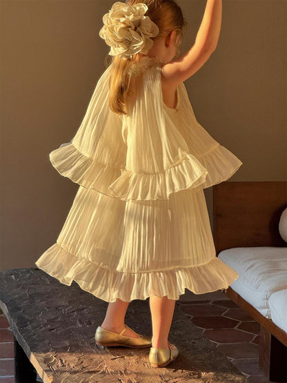 ノースリーブワンピース Creamy White / 90cm クラッシュメッシュフェアリードレス【mh0010235】