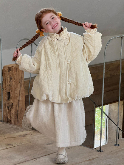 ショートコート・ジャケット・ジャンパー Creamy White / 90cm ジャケットコート 刺繍エンボス ガーリーアウター【mh0011764】