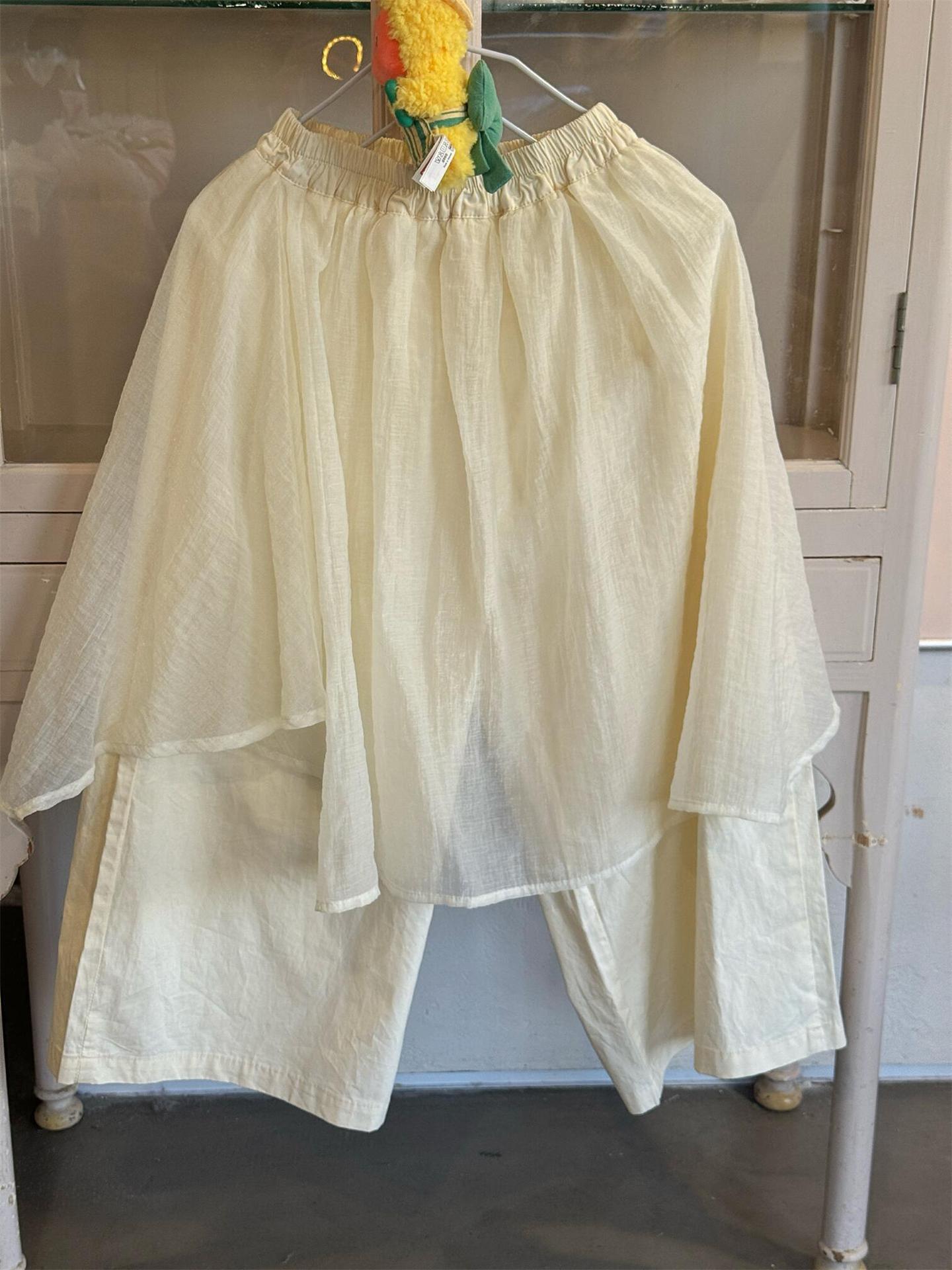 ロングパンツ・スウェットパンツ Creamy White / 90cm Solid Cotton Gauze Tulle Pants チュール付き コットン ガーゼパンツ【mh0012209】