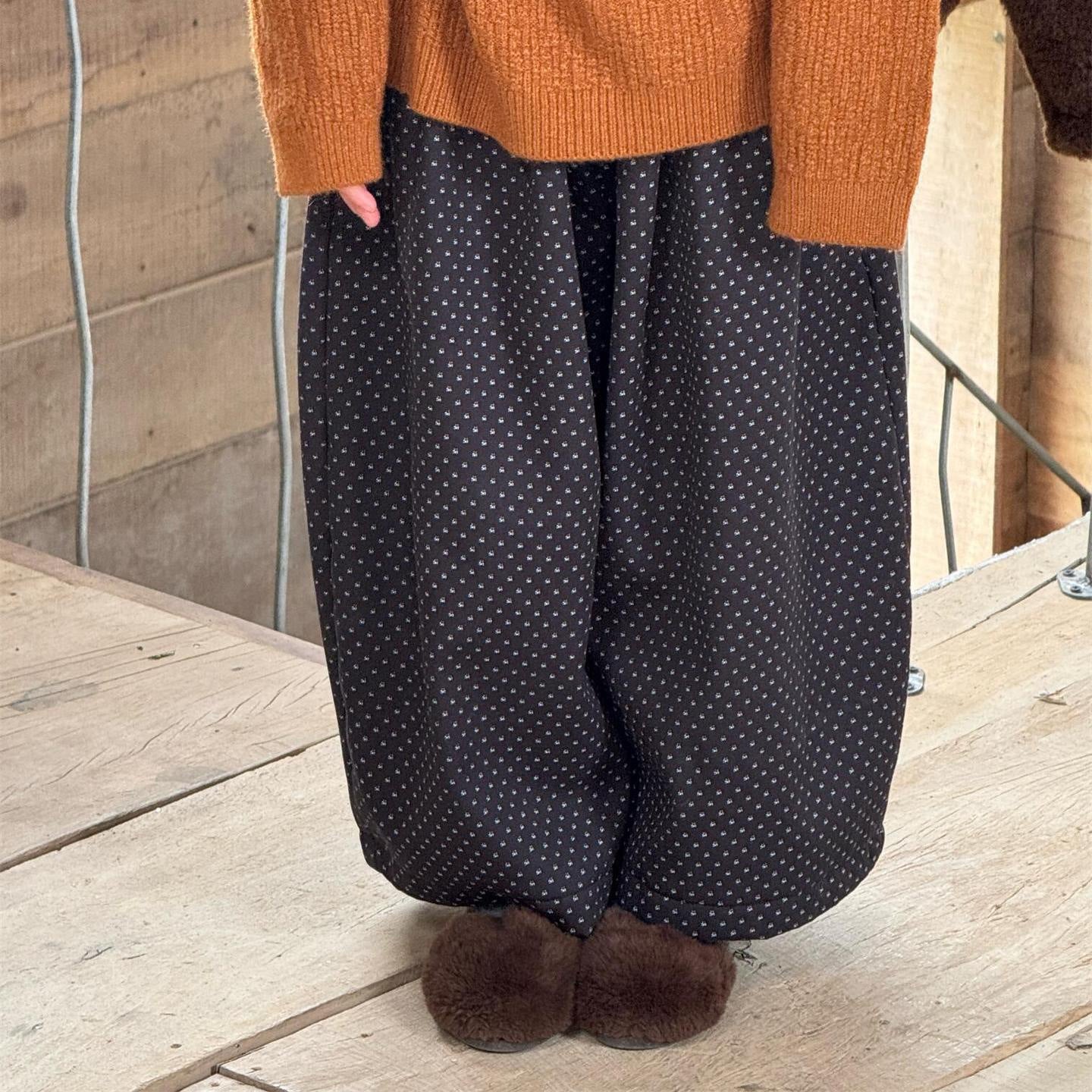 ロングパンツ・スウェットパンツ Dark Gray / 90cm ロングパンツ 水玉ドットプリント ワイドルーズパンツ【mh0011759】