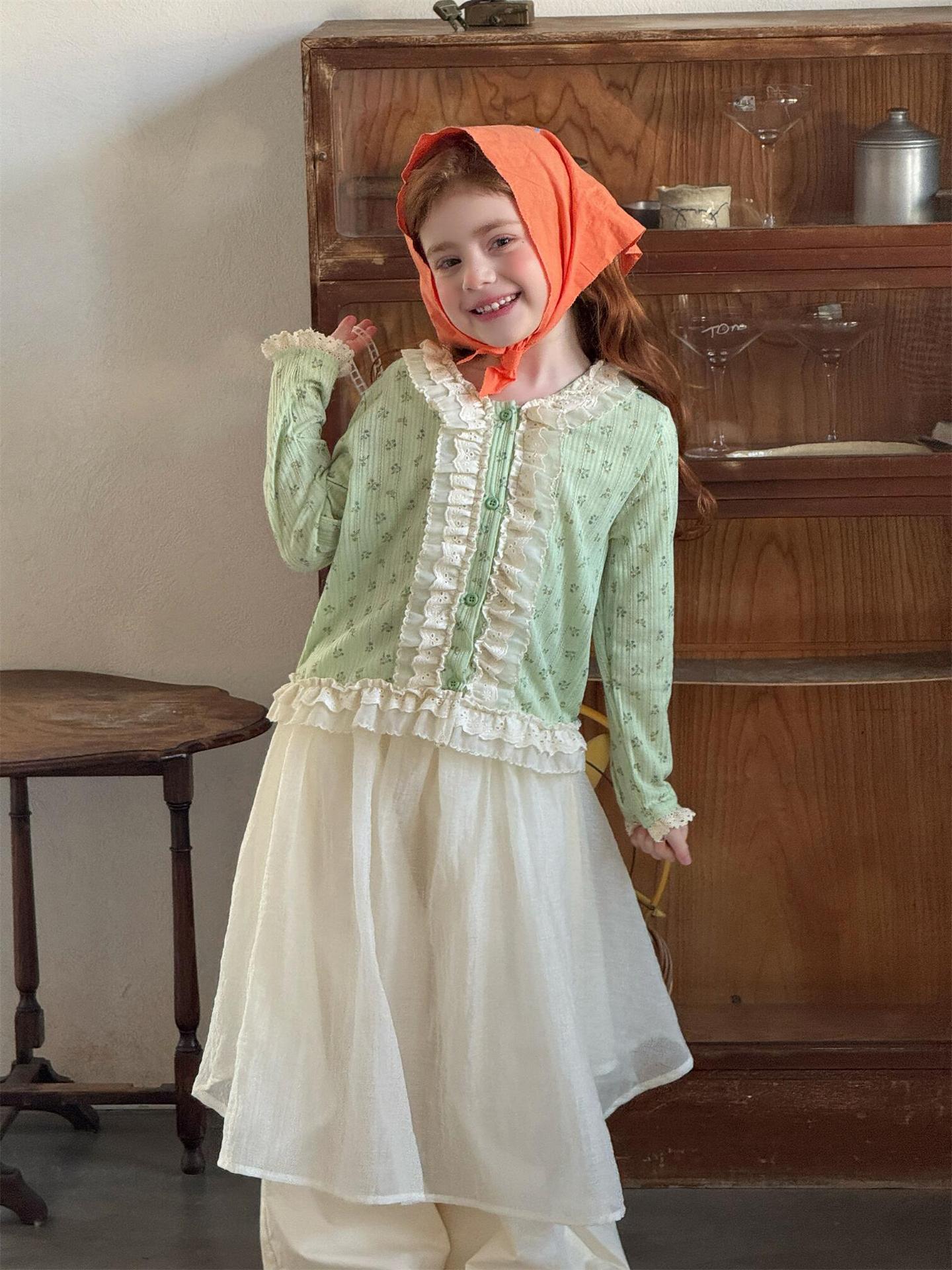 カーディガン・パーカー Floral Lace Crew Neck Cardigan 花柄レース クルーネック カーディガン【mh0012210】