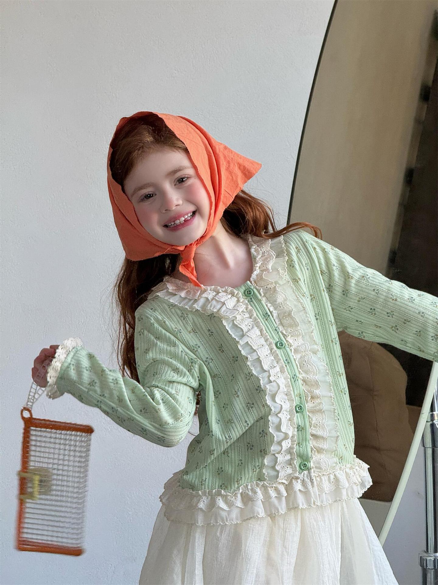 カーディガン・パーカー Floral Lace Crew Neck Cardigan 花柄レース クルーネック カーディガン【mh0012210】
