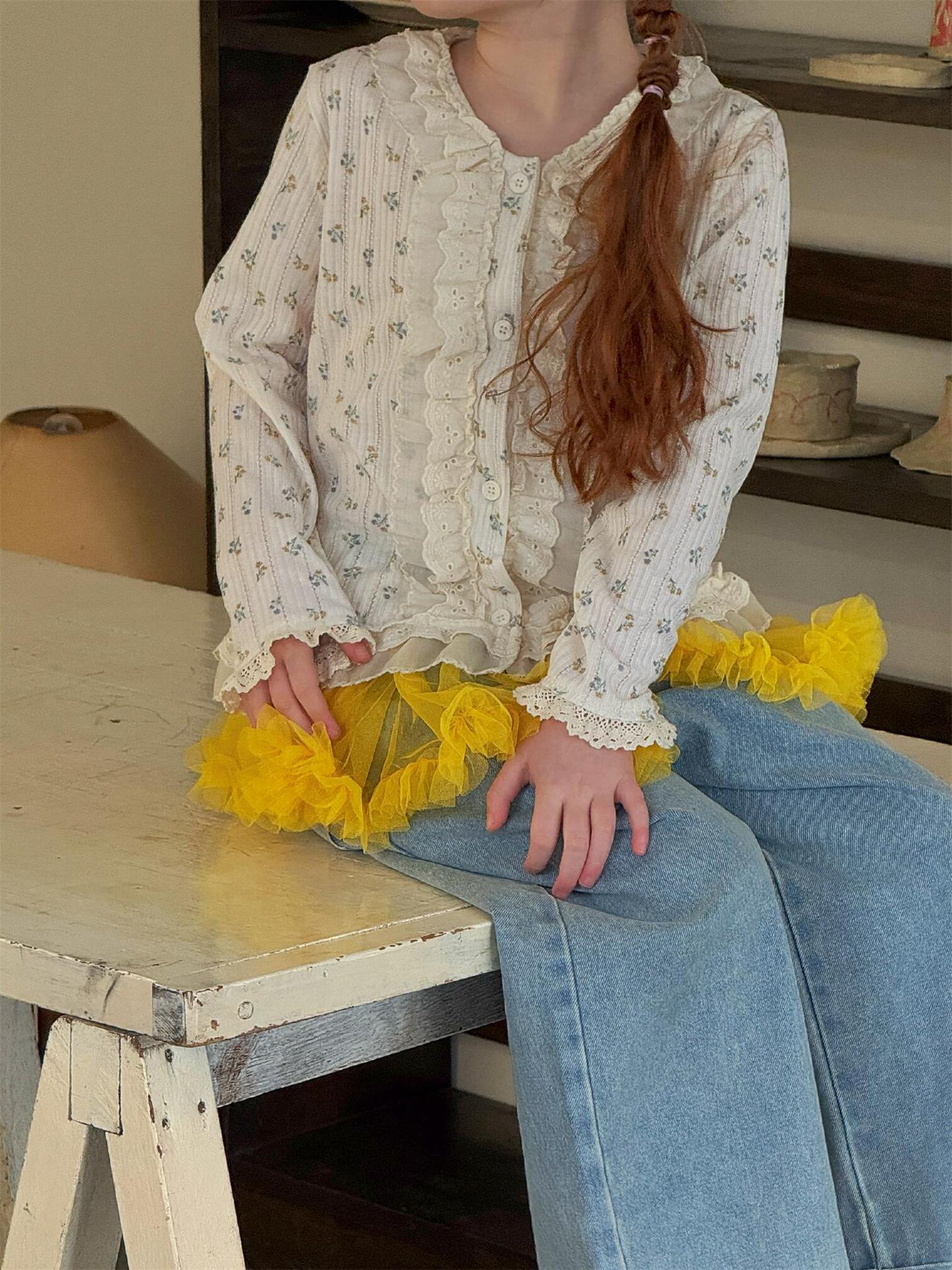 カーディガン・パーカー Floral Lace Crew Neck Cardigan 花柄レース クルーネック カーディガン【mh0012210】