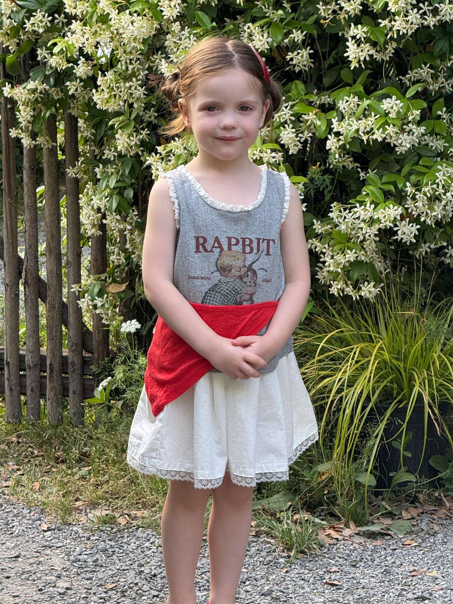 タンクトップ・キャミソール・ノースリーブトップス Gray / 90cm レースフリルプリントタンクトップ【mh0009868】