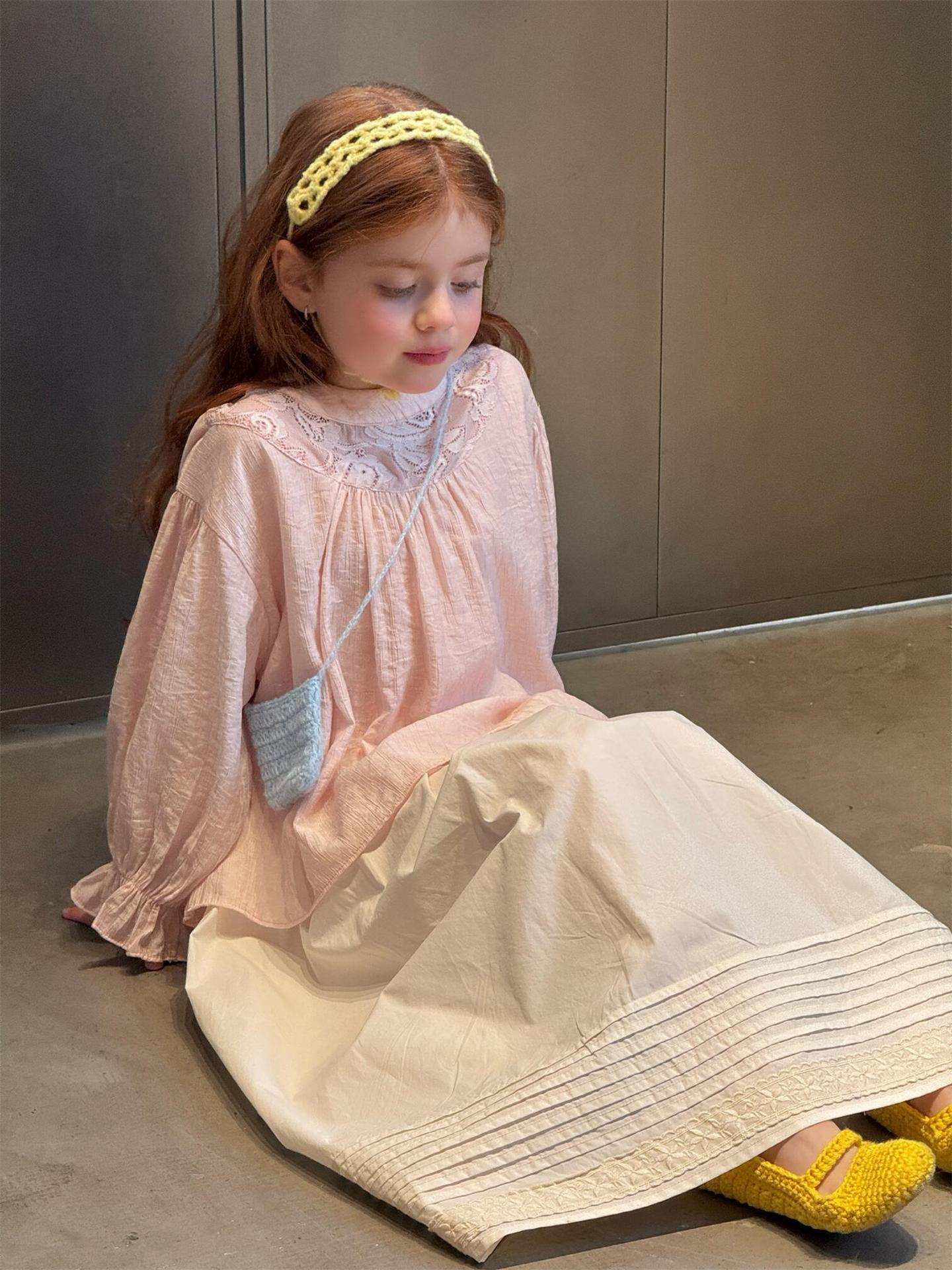 長袖シャツ・ブラウス Lace Crew Neck Princess Blouse レース クルーネック ブラウス【mh0012223】
