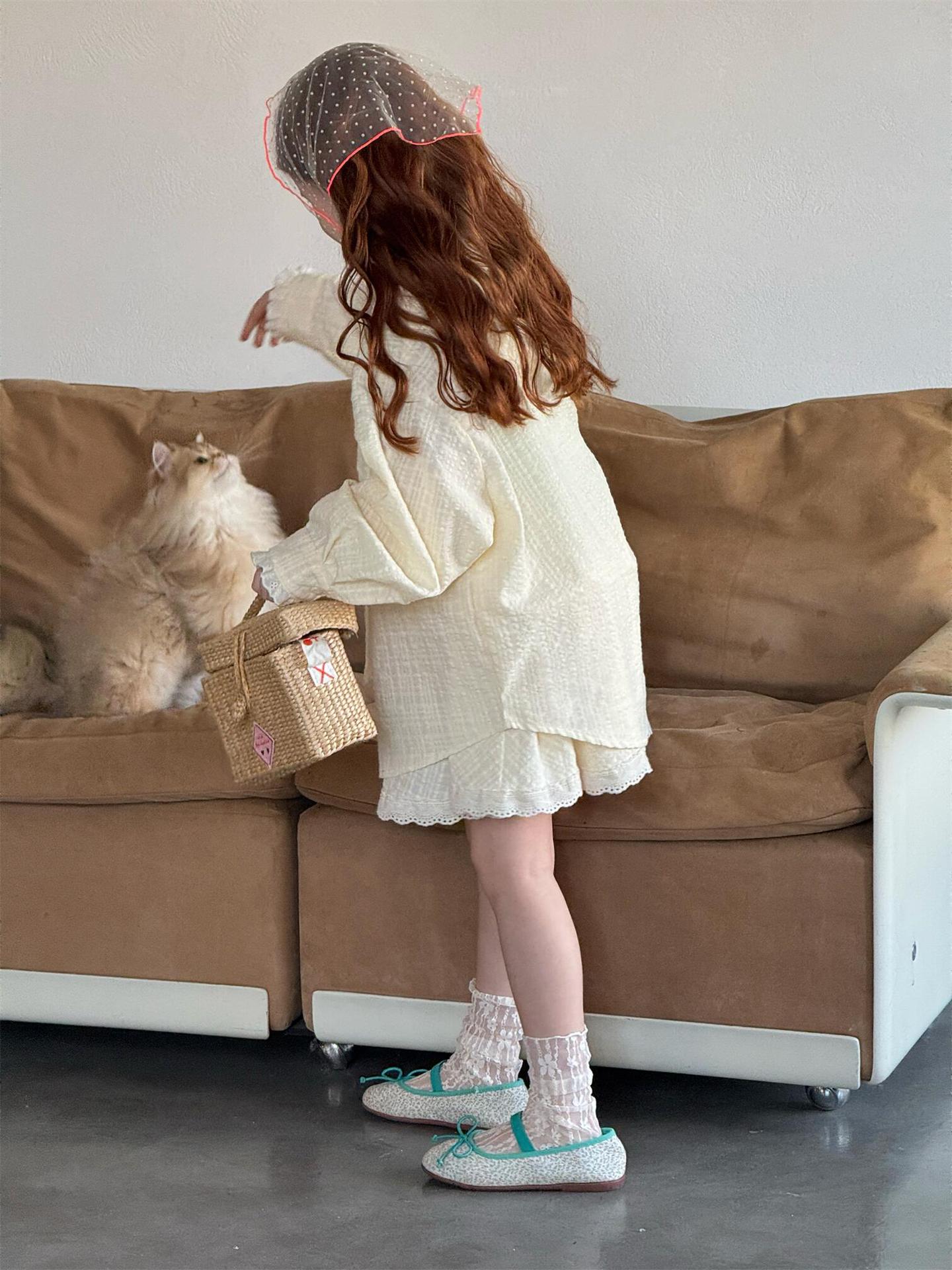 長袖セットアップ Lace Sweet Shirt Skirt Set レースブラウス スカート セットアップ【mh0012212】