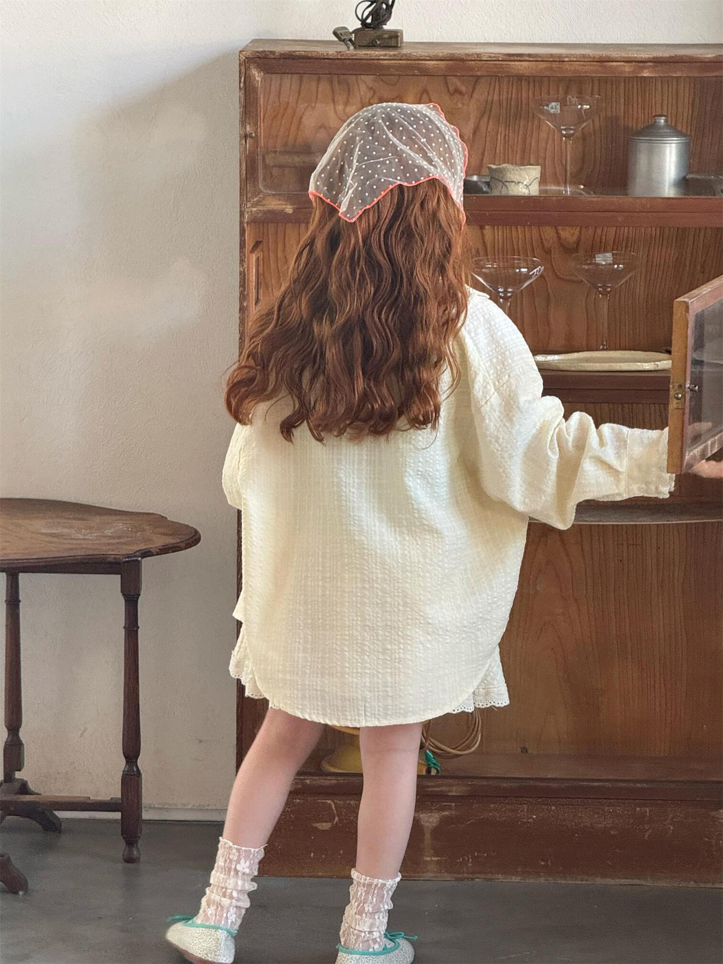 長袖セットアップ Lace Sweet Shirt Skirt Set レースブラウス スカート セットアップ【mh0012212】