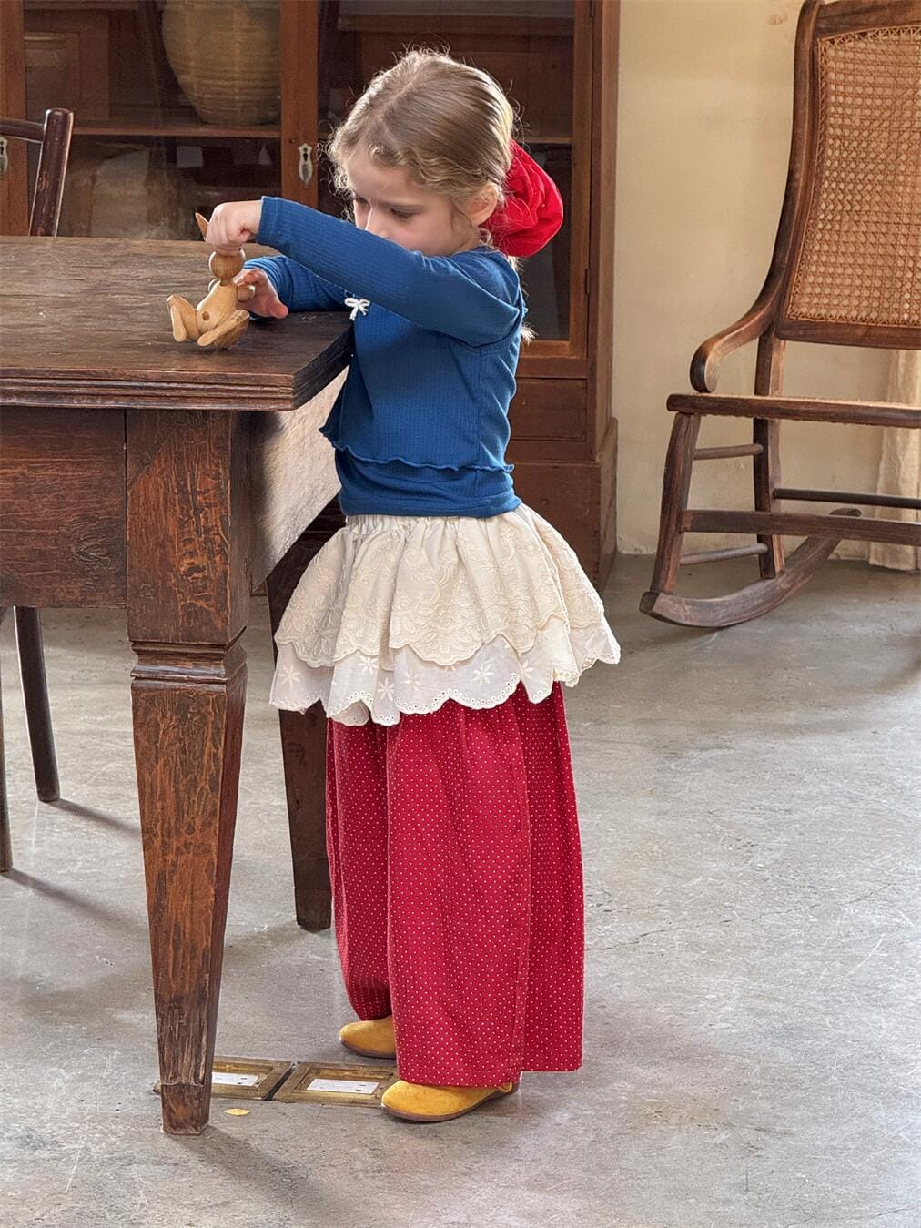 ロングパンツ・スウェットパンツ キッズパンツ 水玉品ドットワイロルーズロングパンツ【mh0009143】