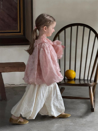 ロングパンツ・スウェットパンツ キッズパンツ レース刺繍ロングルーズバルーンパンツ【mh0009147】