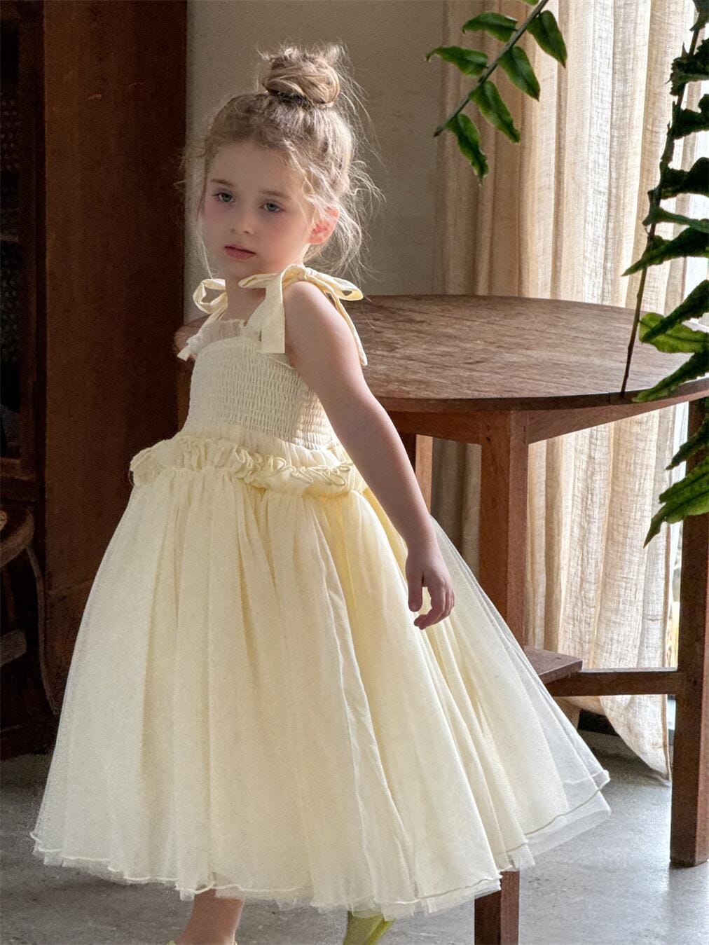ノースリーブワンピース キッズワンピース シャーリングリボンキャミソールシフォンスカートドレスワンピース【mh0009148】