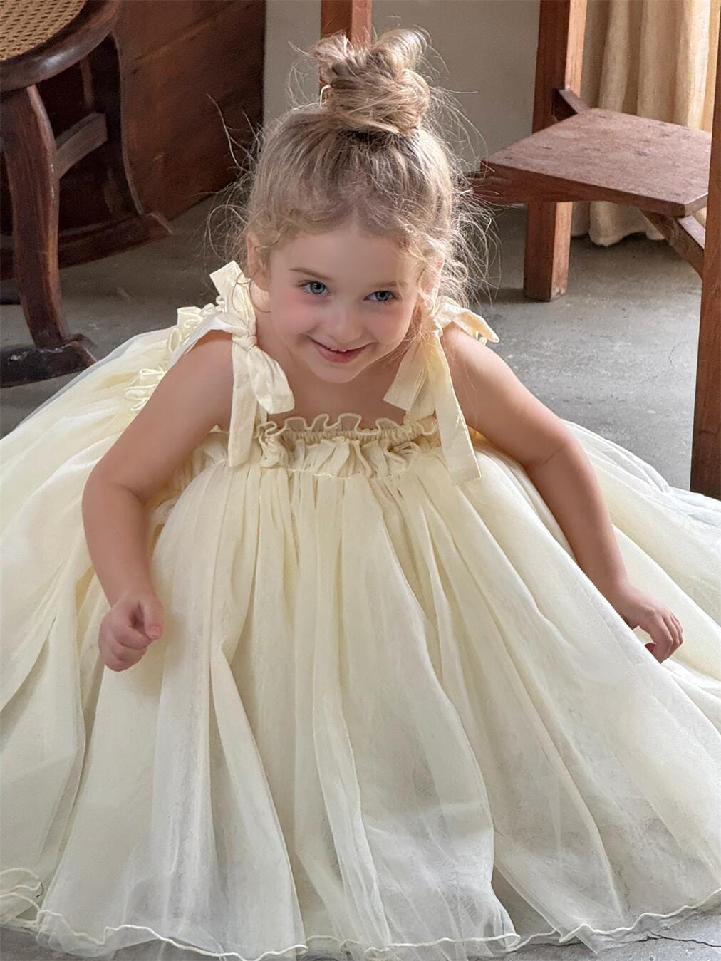 ノースリーブワンピース キッズワンピース シャーリングリボンキャミソールシフォンスカートドレスワンピース【mh0009148】