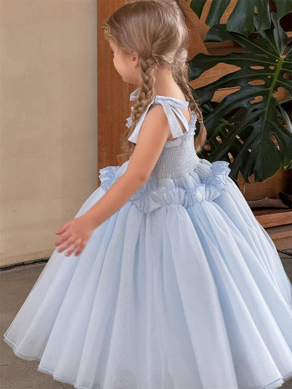 ノースリーブワンピース キッズワンピース シャーリングリボンキャミソールシフォンスカートドレスワンピース【mh0009148】