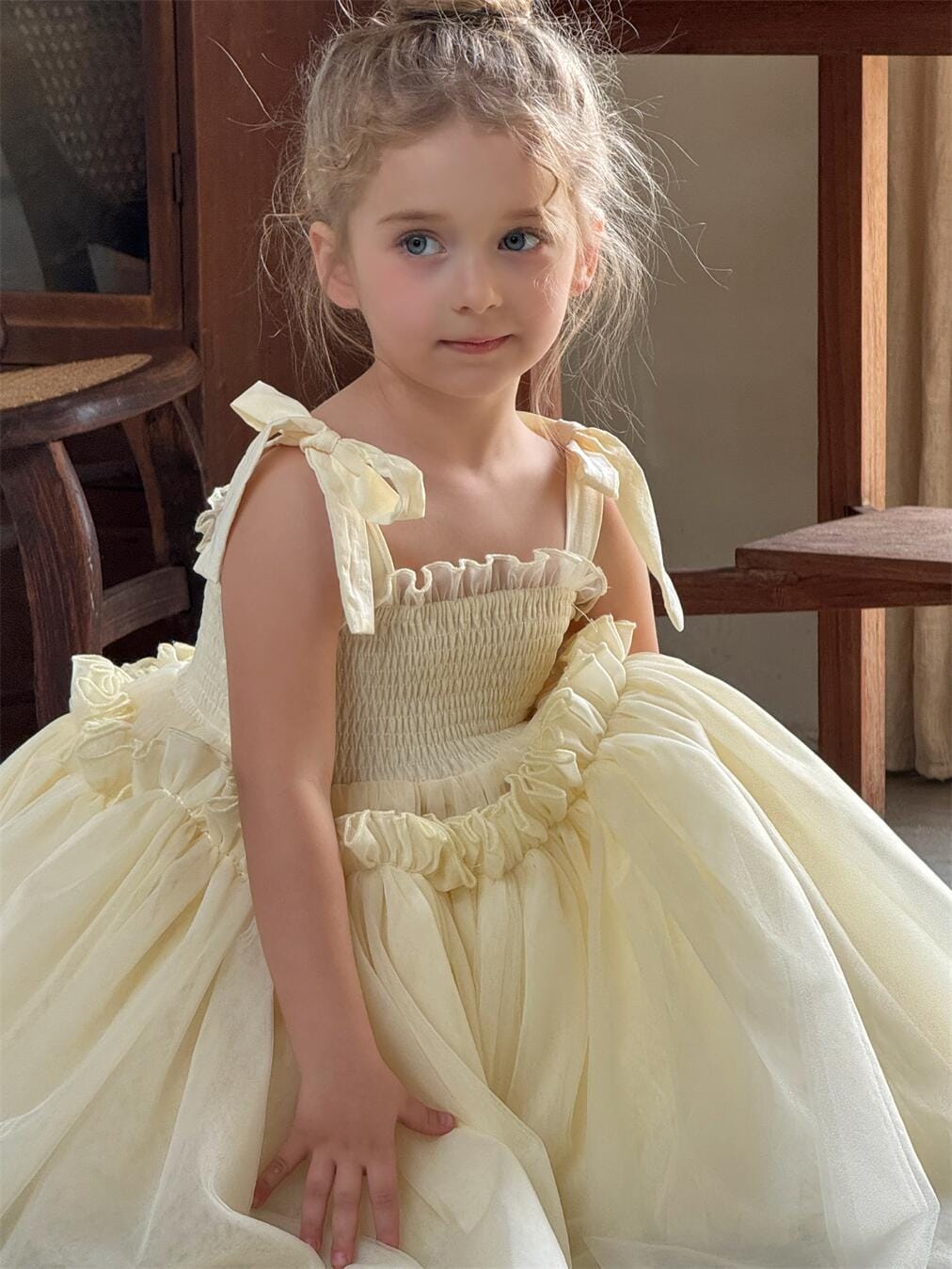 ノースリーブワンピース キッズワンピース シャーリングリボンキャミソールシフォンスカートドレスワンピース【mh0009148】