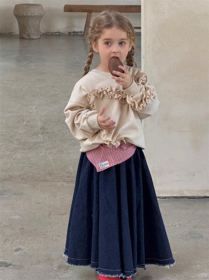 トレーナー・フーディ キッズトップス フリル長袖スウェットシャツ【mh0009151】