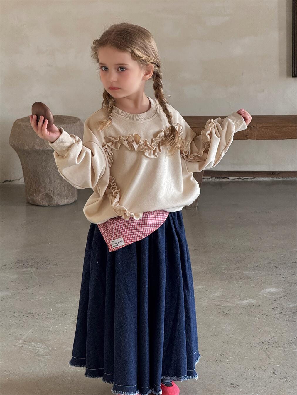 トレーナー・フーディ キッズトップス フリル長袖スウェットシャツ【mh0009151】