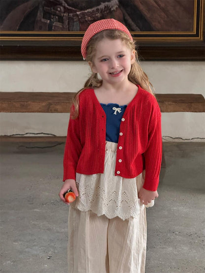 カーディガン・パーカー キッズカーディガン レースニットボレロカーディガン【mh0009152】