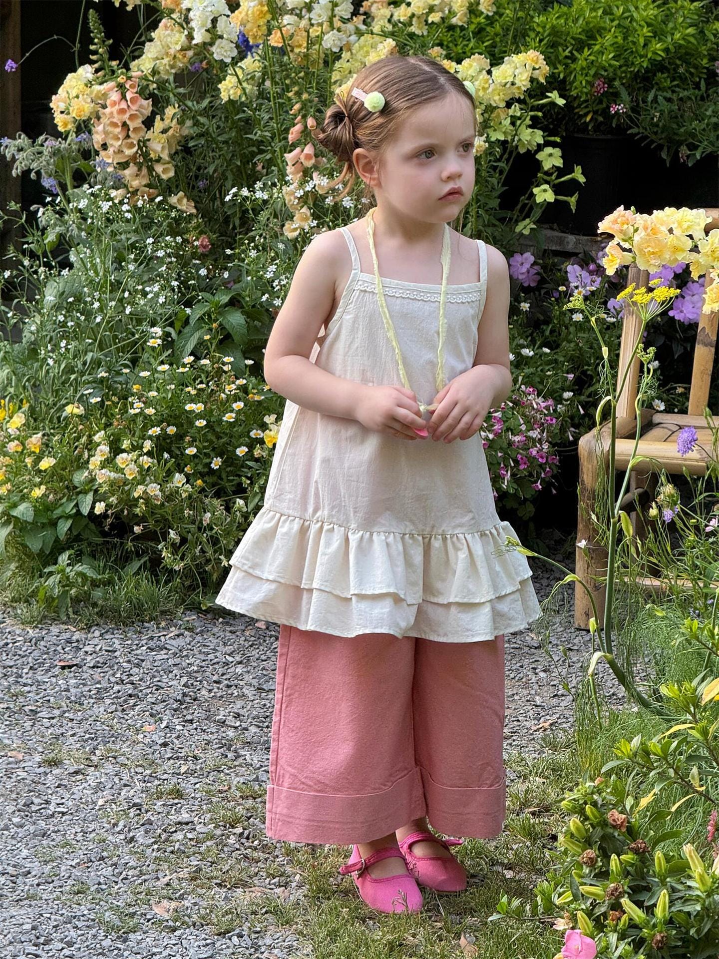 タンクトップ・キャミソール・ノースリーブトップス チェック/無地裾ダブルフリルレースキャミソールチュニックブラウス【mh0009867】