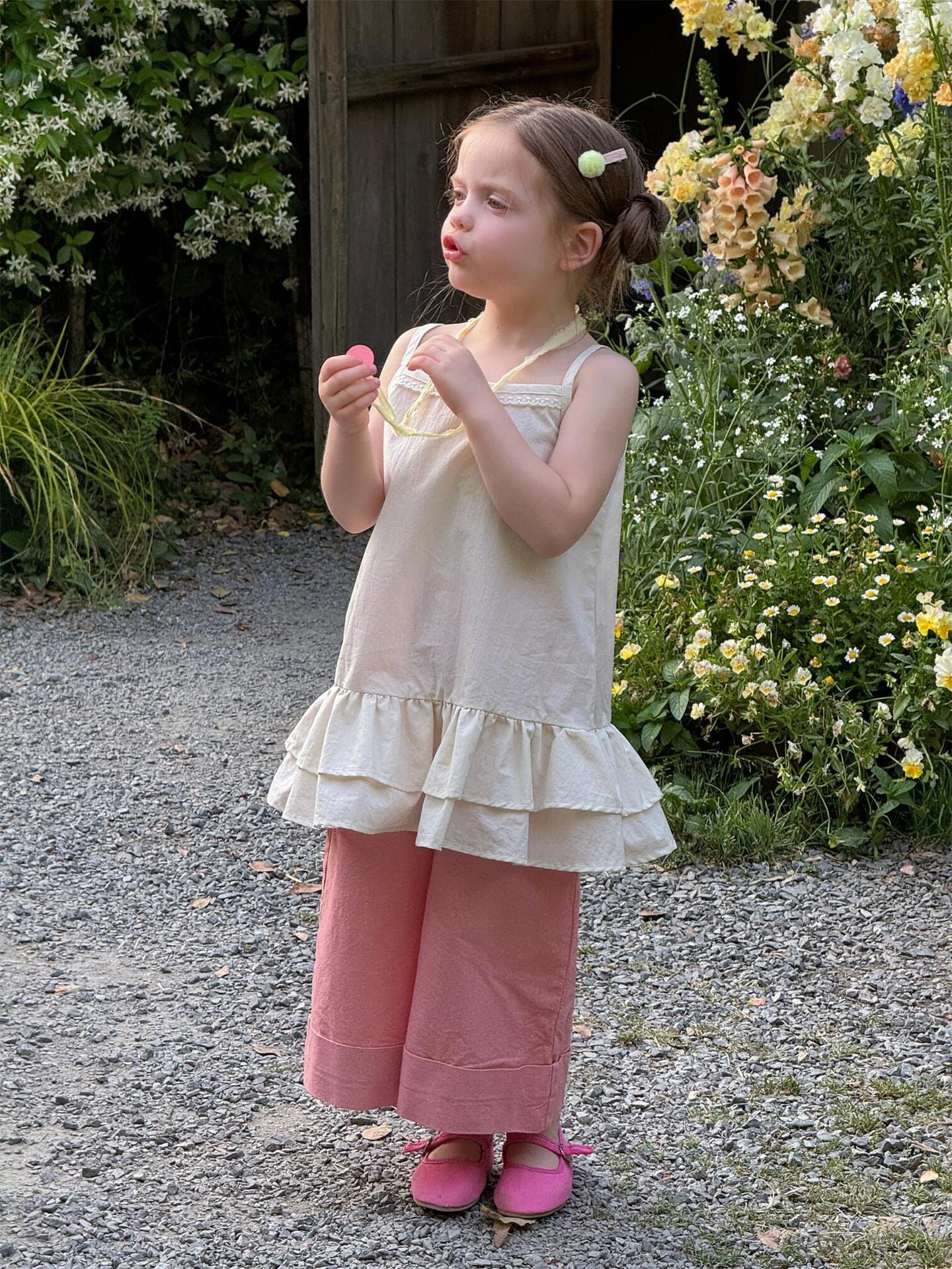 タンクトップ・キャミソール・ノースリーブトップス チェック/無地裾ダブルフリルレースキャミソールチュニックブラウス【mh0009867】