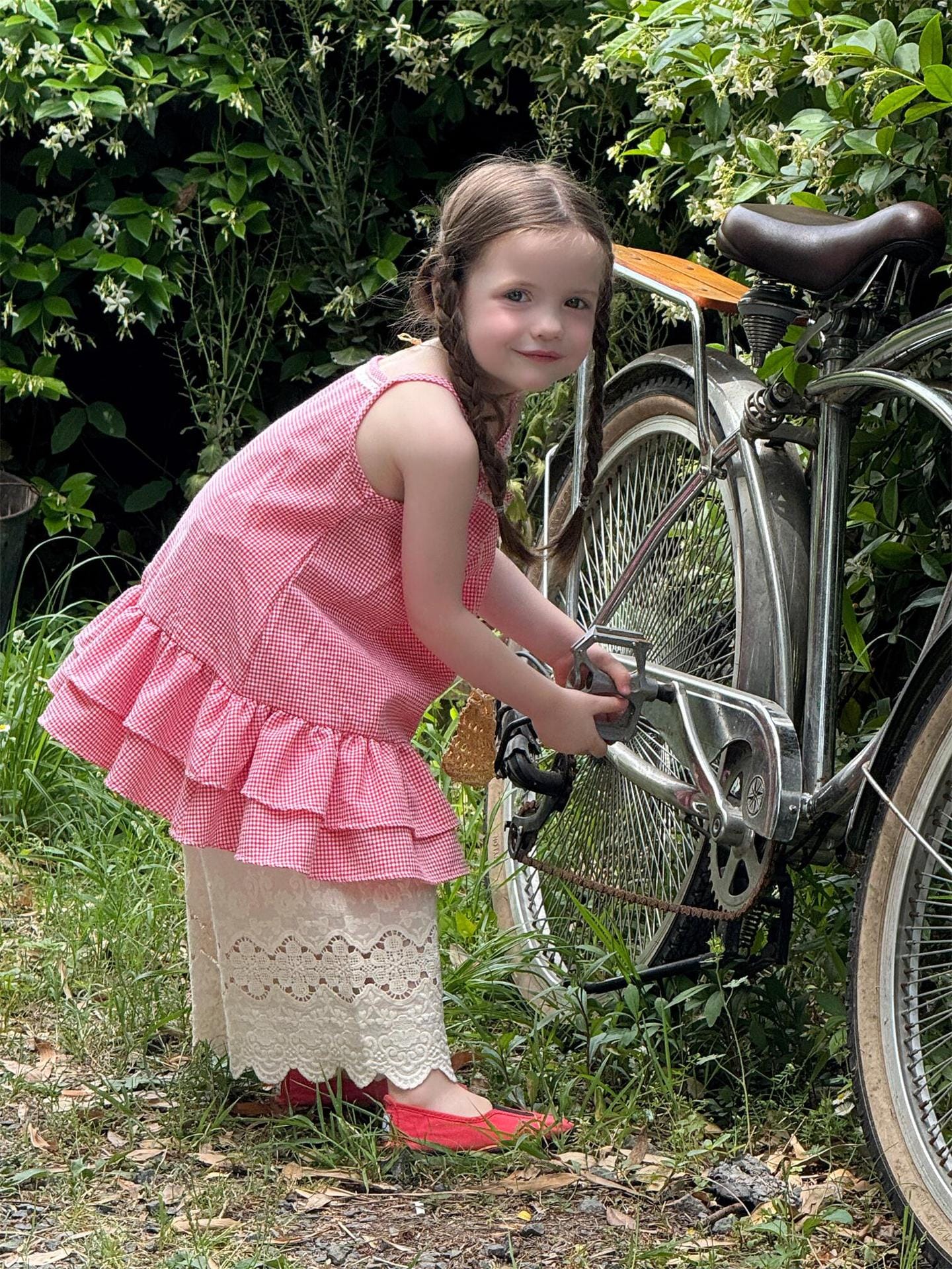 タンクトップ・キャミソール・ノースリーブトップス チェック/無地裾ダブルフリルレースキャミソールチュニックブラウス【mh0009867】