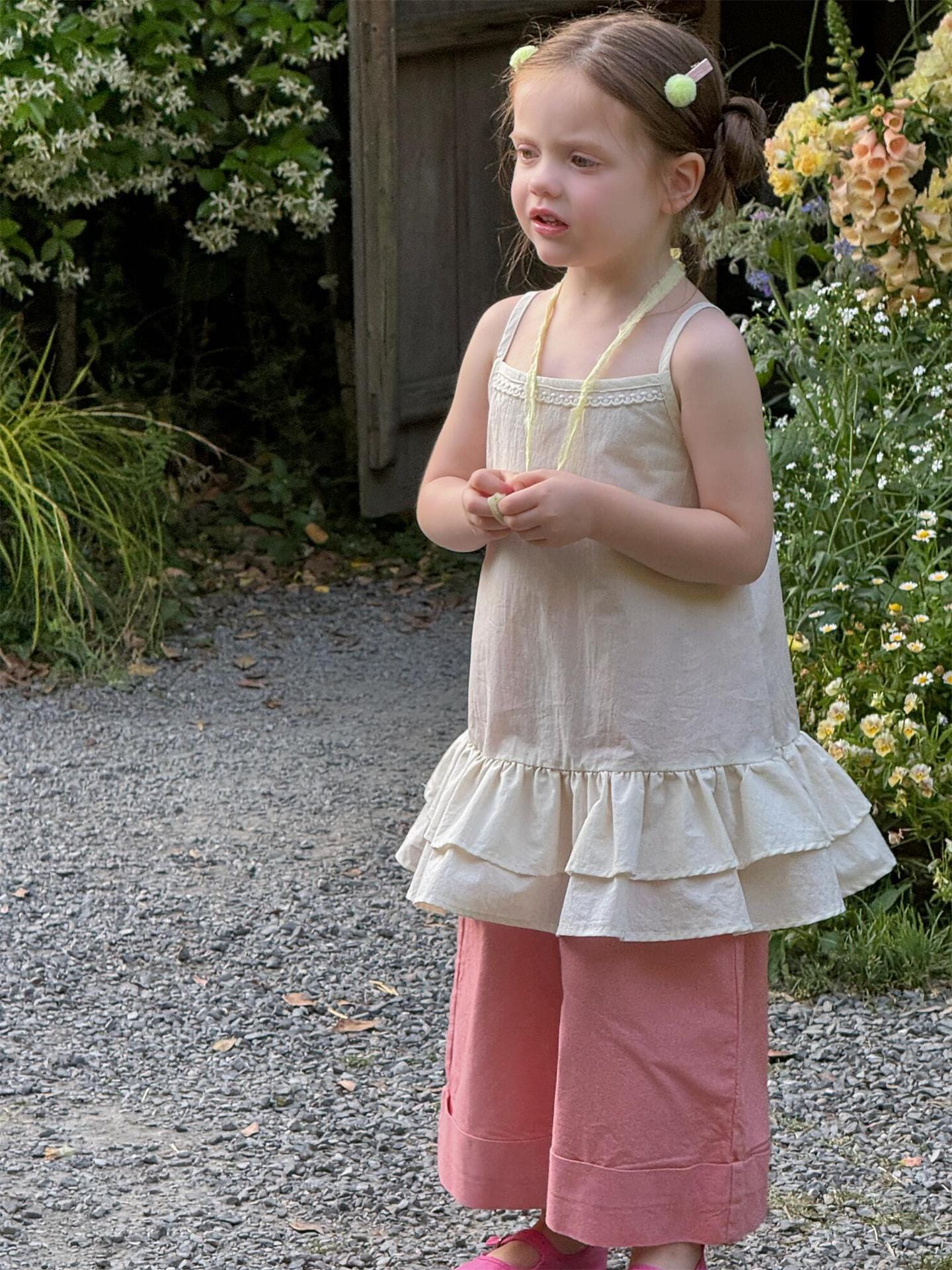 タンクトップ・キャミソール・ノースリーブトップス チェック/無地裾ダブルフリルレースキャミソールチュニックブラウス【mh0009867】