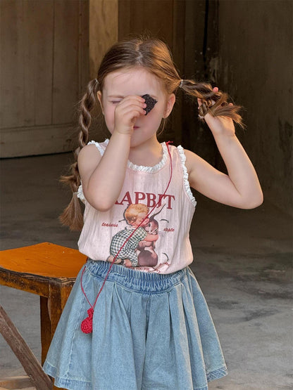 タンクトップ・キャミソール・ノースリーブトップス レースフリルプリントタンクトップ【mh0009868】