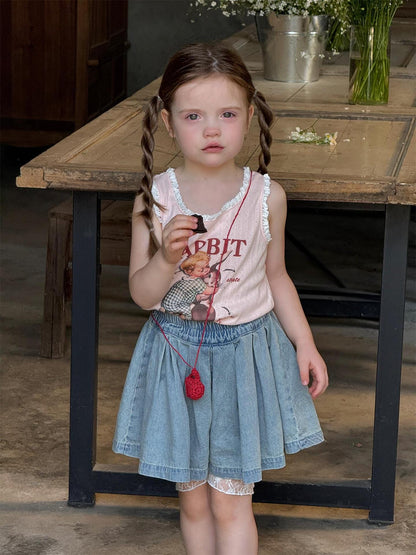 タンクトップ・キャミソール・ノースリーブトップス レースフリルプリントタンクトップ【mh0009868】