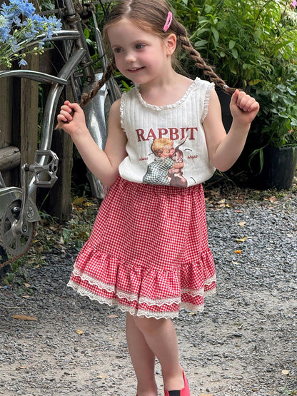 スカート チェック裾レースフリルガーリースカート【mh0009877】