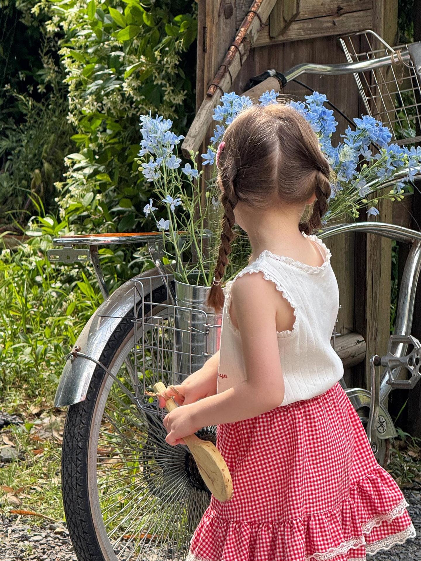 スカート チェック裾レースフリルガーリースカート【mh0009877】