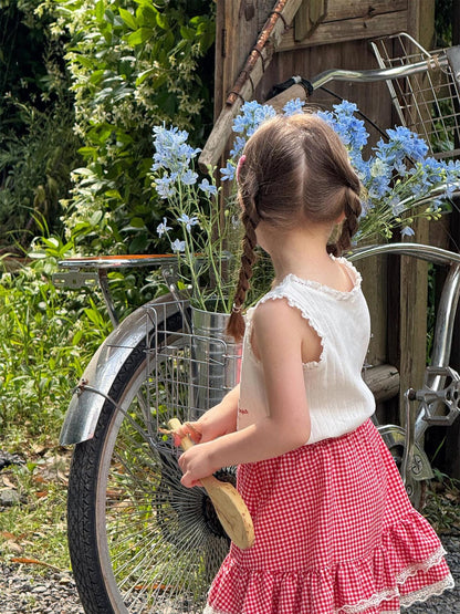 スカート チェック裾レースフリルガーリースカート【mh0009877】