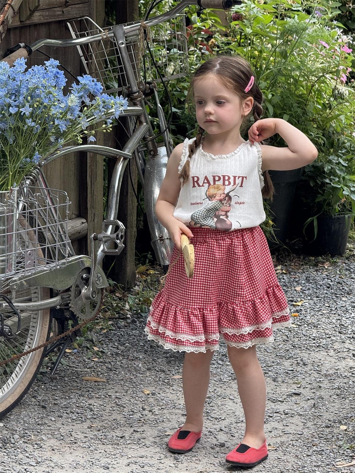 スカート チェック裾レースフリルガーリースカート【mh0009877】