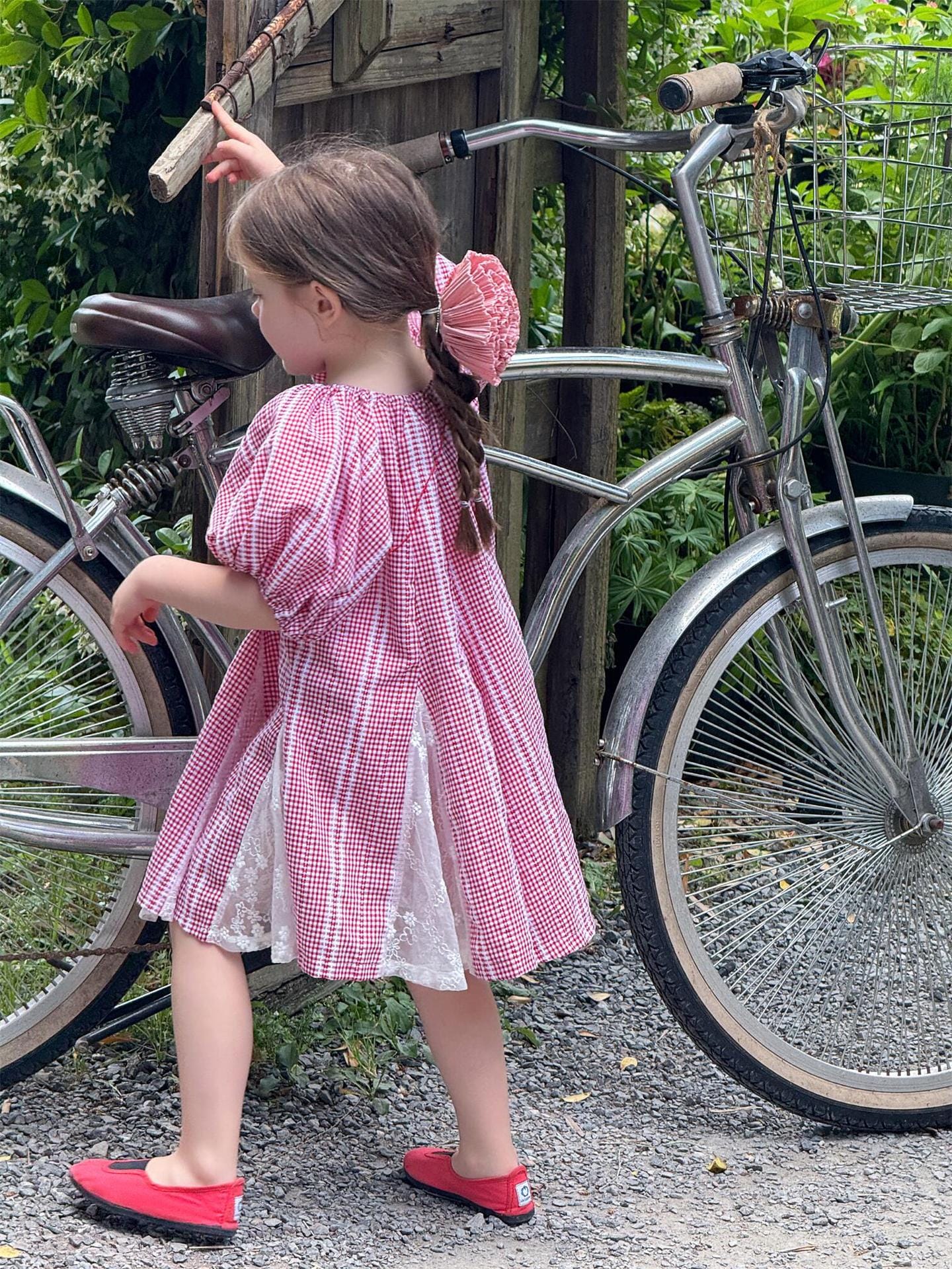 半袖ワンピース チェックストライプオフショルダー半袖ワンピース【mh0009878】