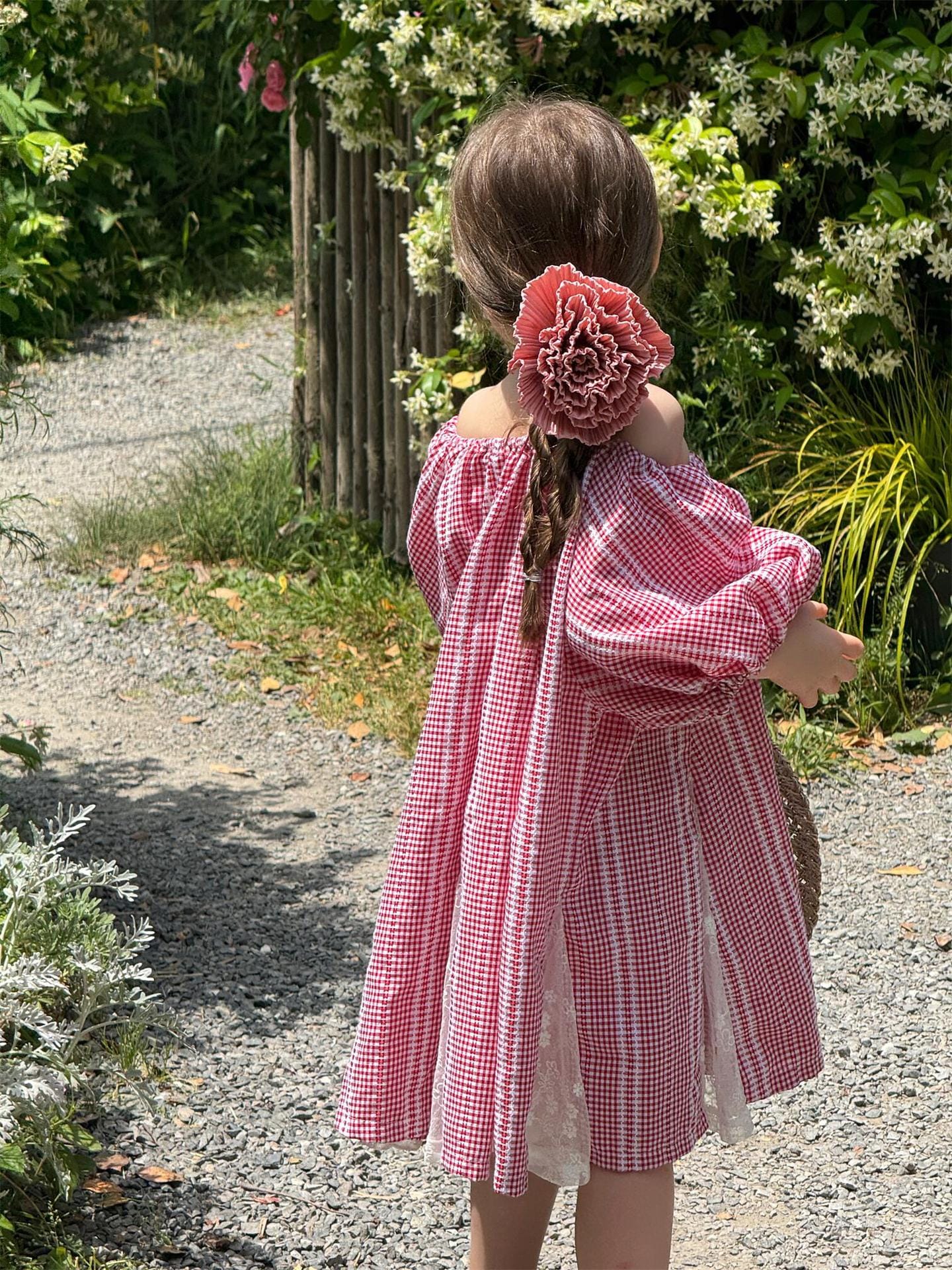 半袖ワンピース チェックストライプオフショルダー半袖ワンピース【mh0009878】