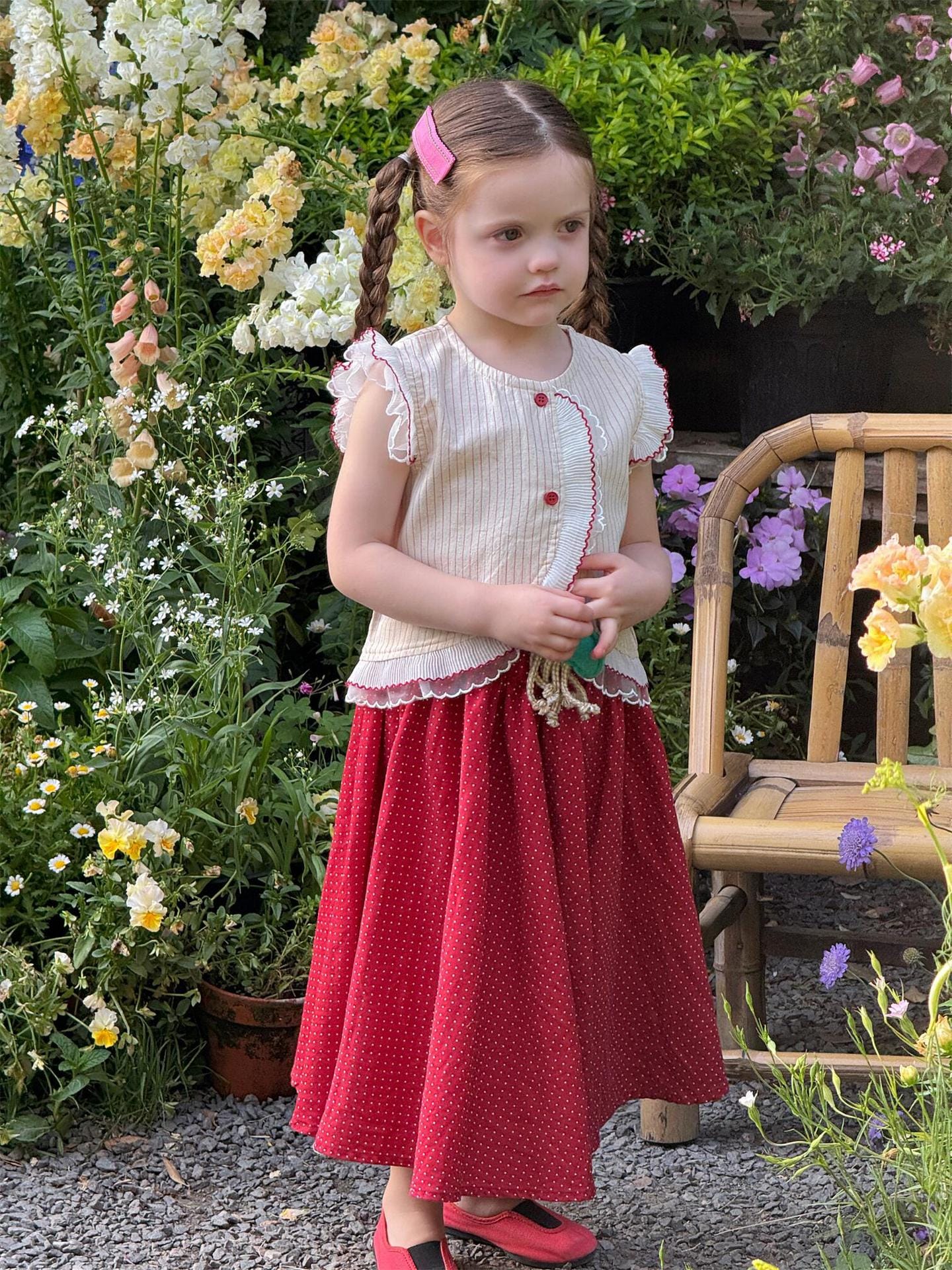 半袖シャツ・ブラウス ストライプフリルバタフライスリーブブラウス【mh0009881】