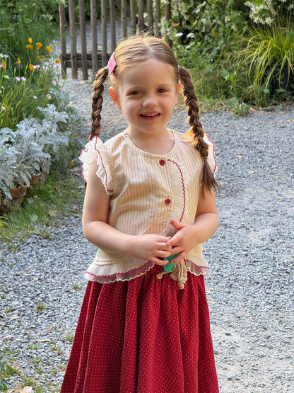 半袖シャツ・ブラウス ストライプフリルバタフライスリーブブラウス【mh0009881】