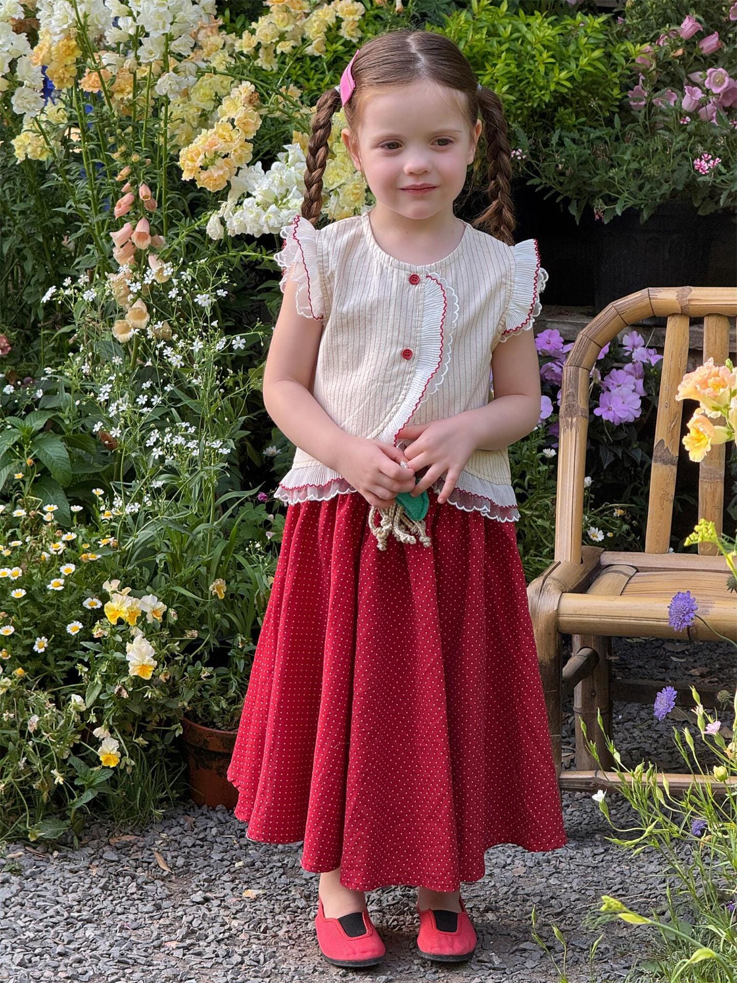 半袖シャツ・ブラウス ストライプフリルバタフライスリーブブラウス【mh0009881】