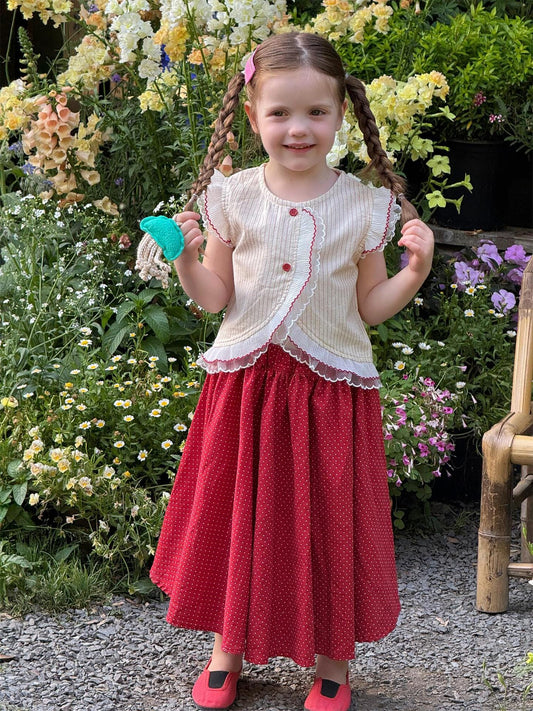 半袖シャツ・ブラウス ストライプフリルバタフライスリーブブラウス【mh0009881】