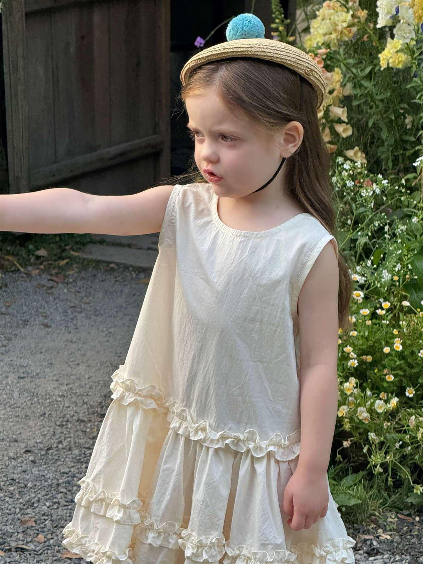 ノースリーブワンピース フリルノースリーブガーリーワンピース【mh0009884】