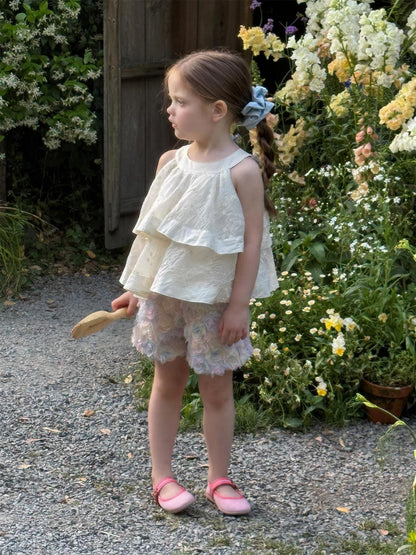 タンクトップ・キャミソール・ノースリーブトップス ノースリーブフリルレースホルターネックブラウス【mh0009892】