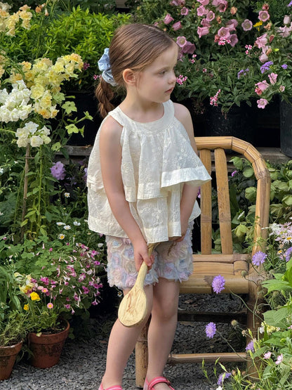 タンクトップ・キャミソール・ノースリーブトップス ノースリーブフリルレースホルターネックブラウス【mh0009892】