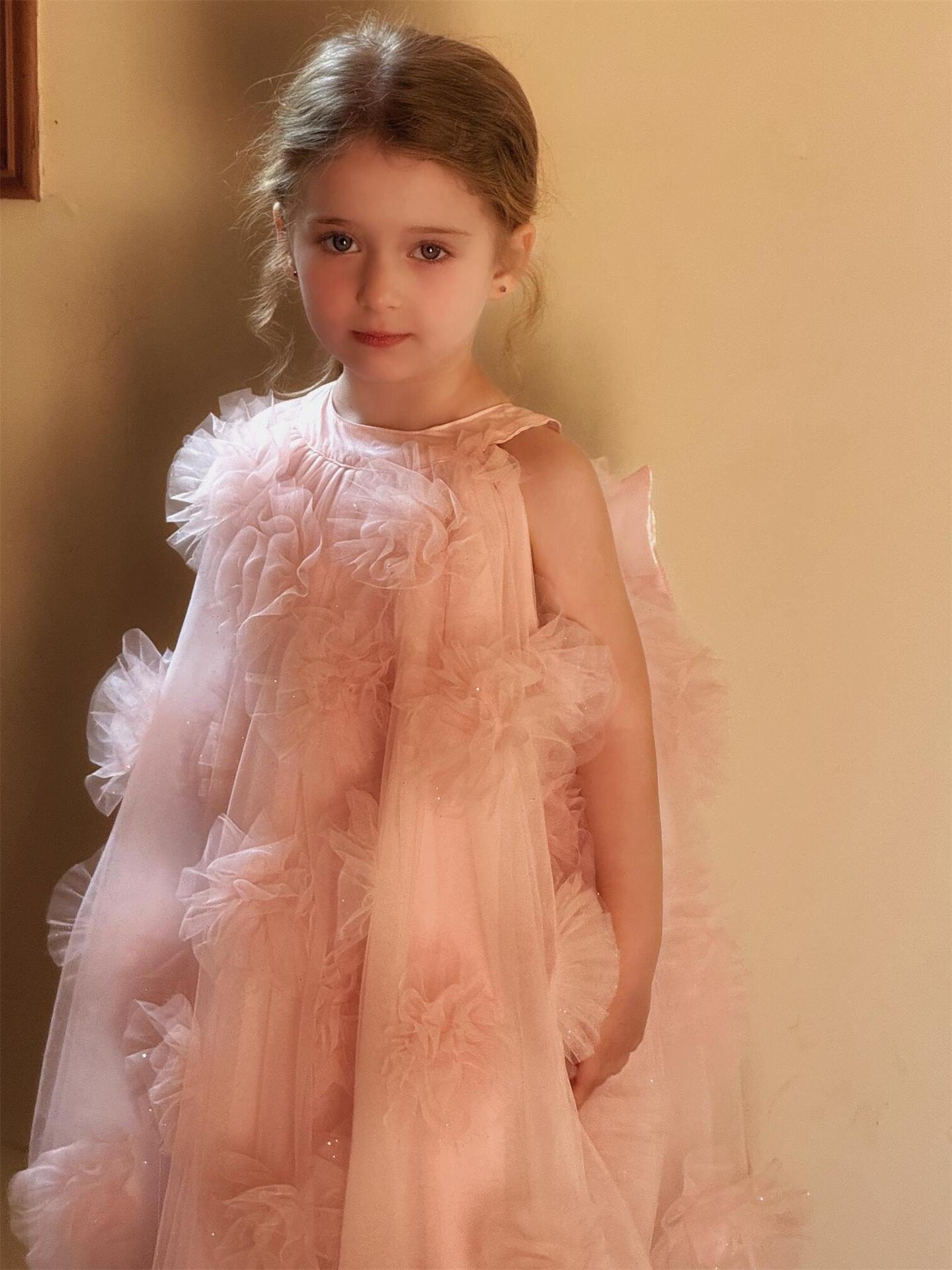 ノースリーブワンピース チュールフラワーノースリーブドレスワンピース【mh0010231】