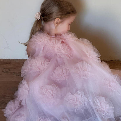 ノースリーブワンピース チュールフラワーノースリーブドレスワンピース【mh0010231】