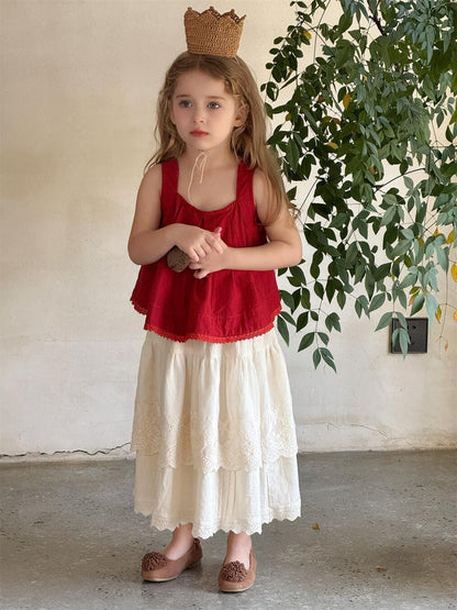 タンクトップ・キャミソール・ノースリーブトップス 裾レースタックノースリーブブラウス【mh0010234】