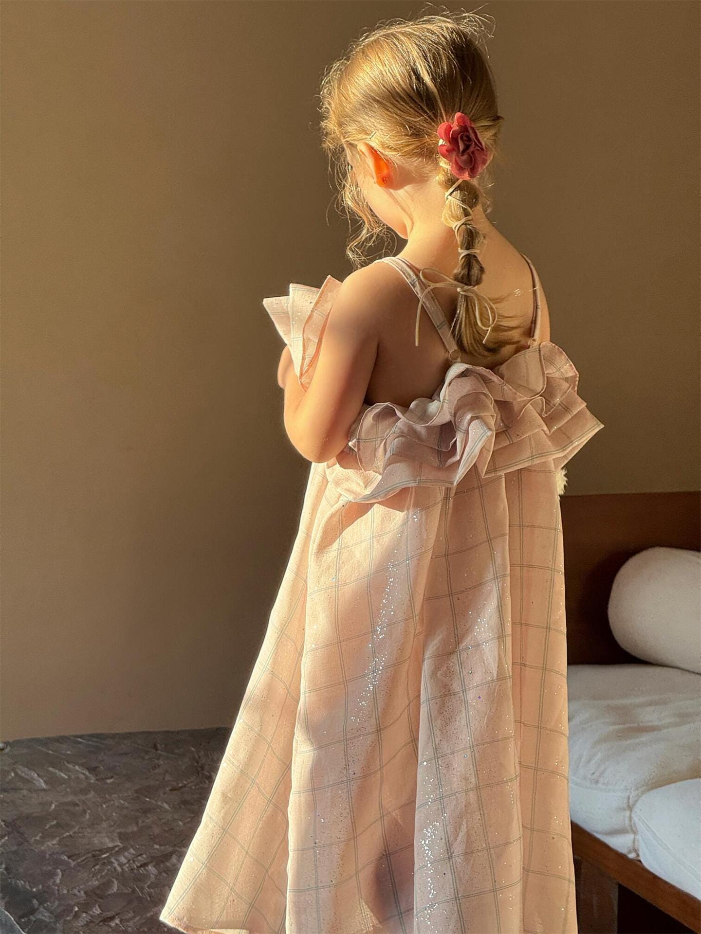 ノースリーブワンピース チェックバッドキャミソールサンドレスワンピース【mh0010236】