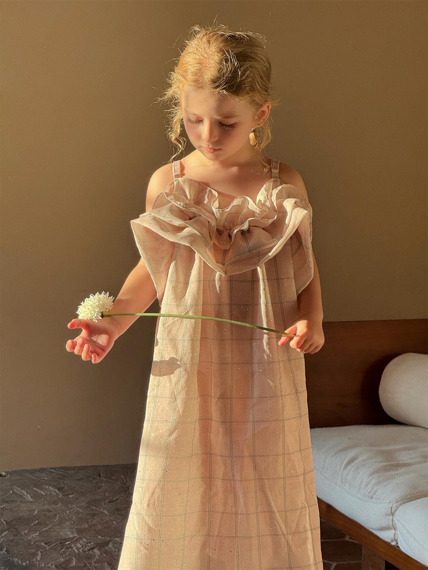 ノースリーブワンピース チェックバッドキャミソールサンドレスワンピース【mh0010236】