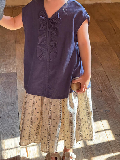 タンクトップ・キャミソール・ノースリーブトップス フロントフリルノースリーブブラウス【mh0010254】