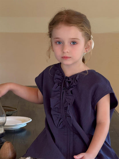 タンクトップ・キャミソール・ノースリーブトップス フロントフリルノースリーブブラウス【mh0010254】